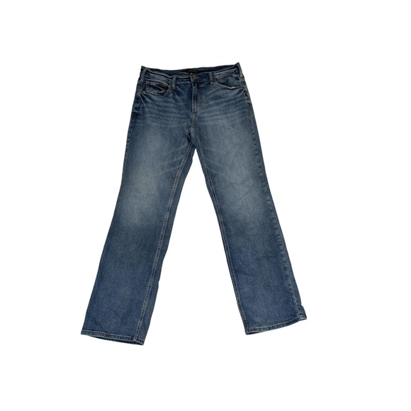 Silver Jeans Zac Jeans Mens 33x34 Blue Denim Straight Leg Western Glove Works - Picture 1 of 11
